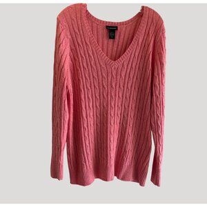 Lane Bryant Women's Pink Cable Knit Sweater - Size 26/28 SKU C3003